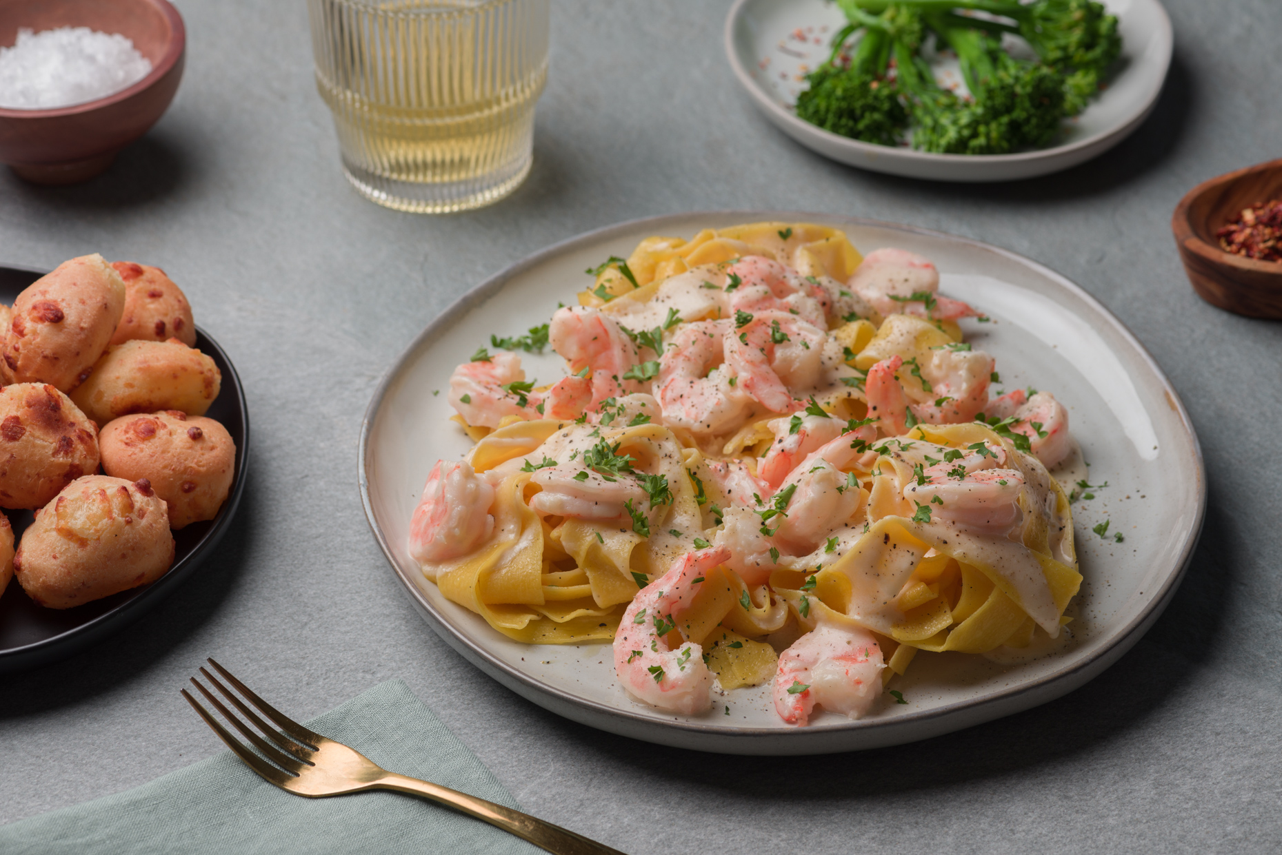 Commercial-Shrimp-Pasta-Fettuccine-Austin-Food-Photographer-Table-Setting-Stylist