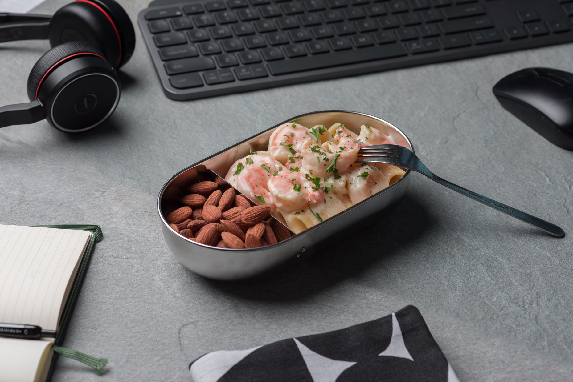 Work-Lunch-Food-Stylist-Photographer-Desk-Computer-Shrimp-Healthy